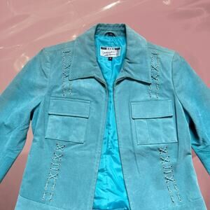 Vintage Y2K Michael Hoban teal suede jacket S